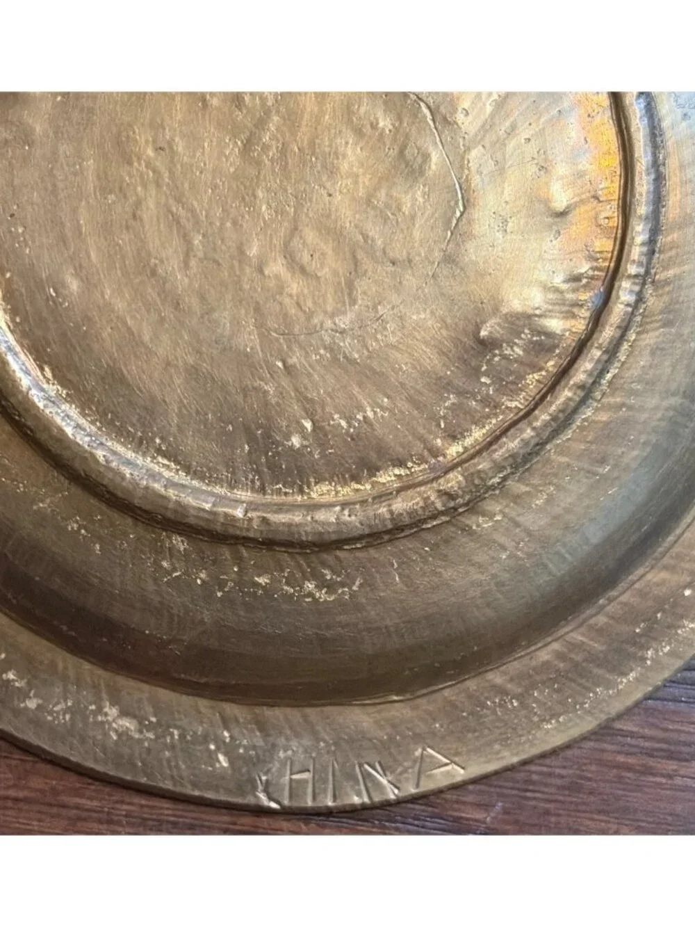 Vintage Ornate Brass Trinket Dish Souvenir China Engraved Design 3.5